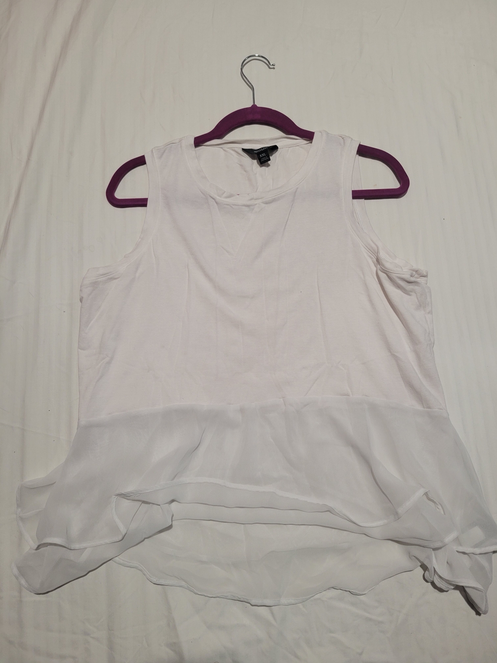 Simply Vera Vera Wang White Tiered Chiffon Hem Tank Top